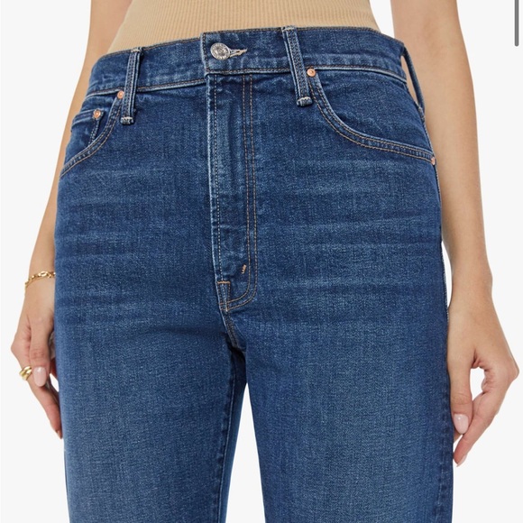 Mother Blue Ditcher Zip Hover High Rise Straight Leg Denim Jeans 23 - Picture 4 of 13
